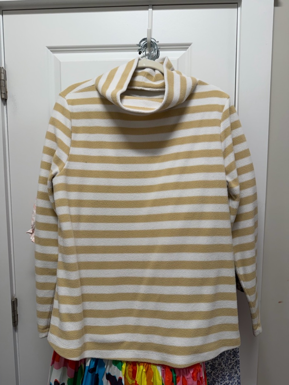 Dudley Stephens Cream and Tan Striped Turtleneck Sweater